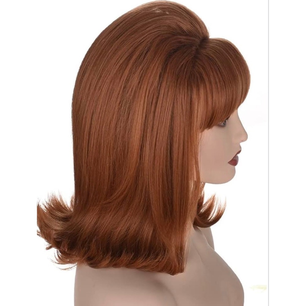 NWT Womens Ginger Bouffant Flip Wig 60s 70s Retro Beehive Costume Bangs - Picture 5 of 8